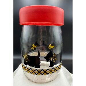 VTG Scottie Dog Carlton Glass Canister w/Lid Cookie Treat Jar Scottish Terrier
